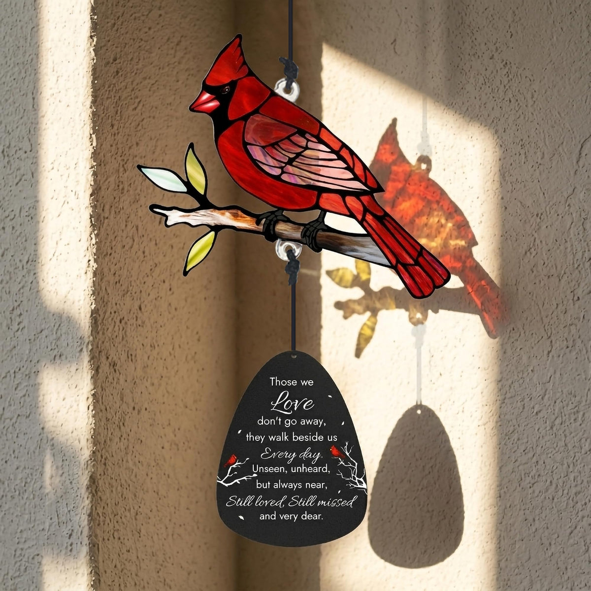 Memorial Wind Chimes for Loss of Loved One Cardinal Suncatcher Outdoor 36'' (36IN)