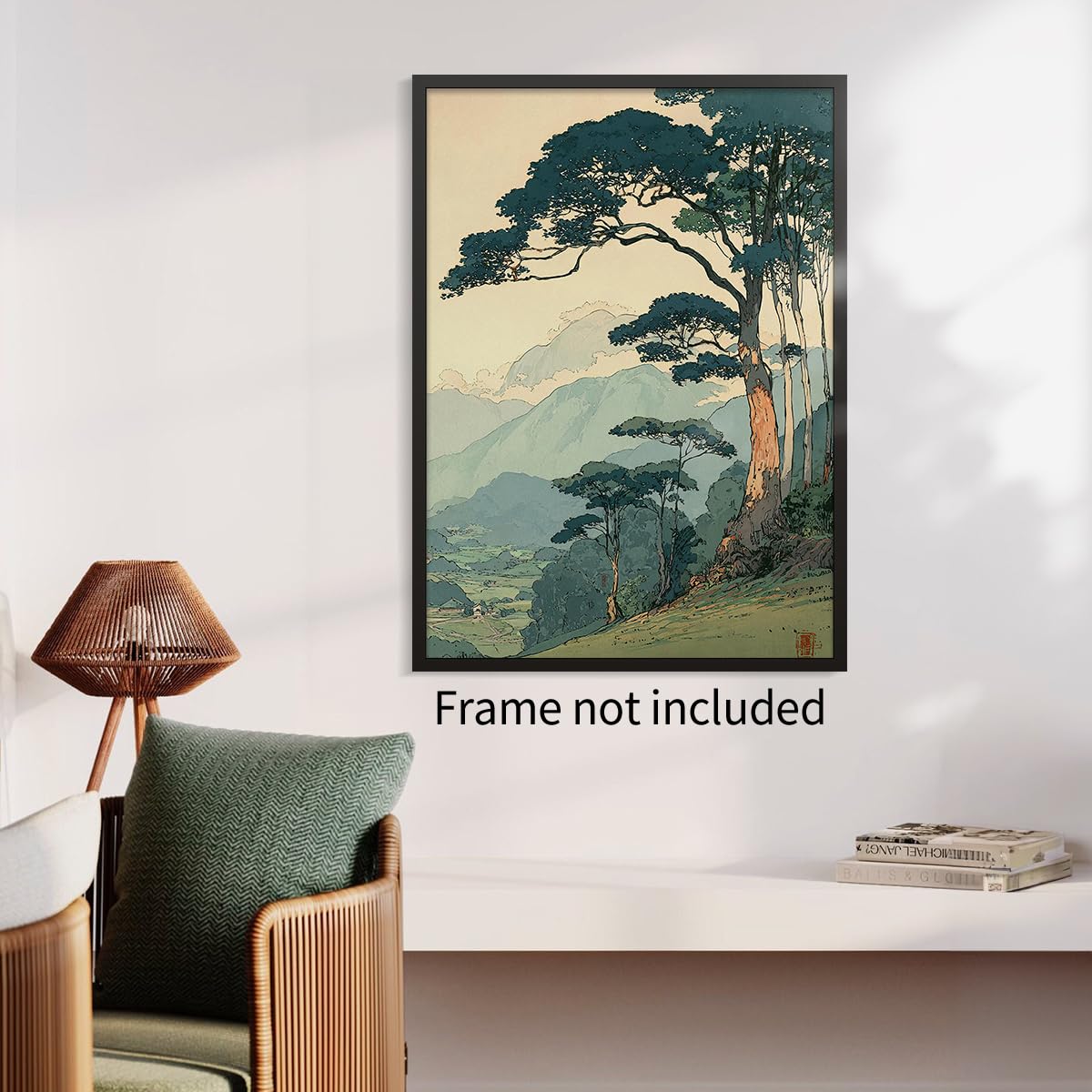 Japanese Forest Canvas Wall Art Asian Tranquil Mountain Landscape Posters Vintage Nature Tree Scene Prints Modern Ukiyo (Unframed / Japanese Prints / 20"L x 16"W)