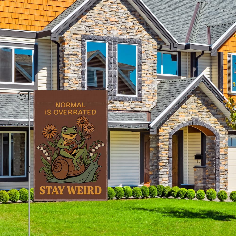 Normal Is Overrated Stay Weird Humor Frog Garden Flag 12x18 (Beige101)