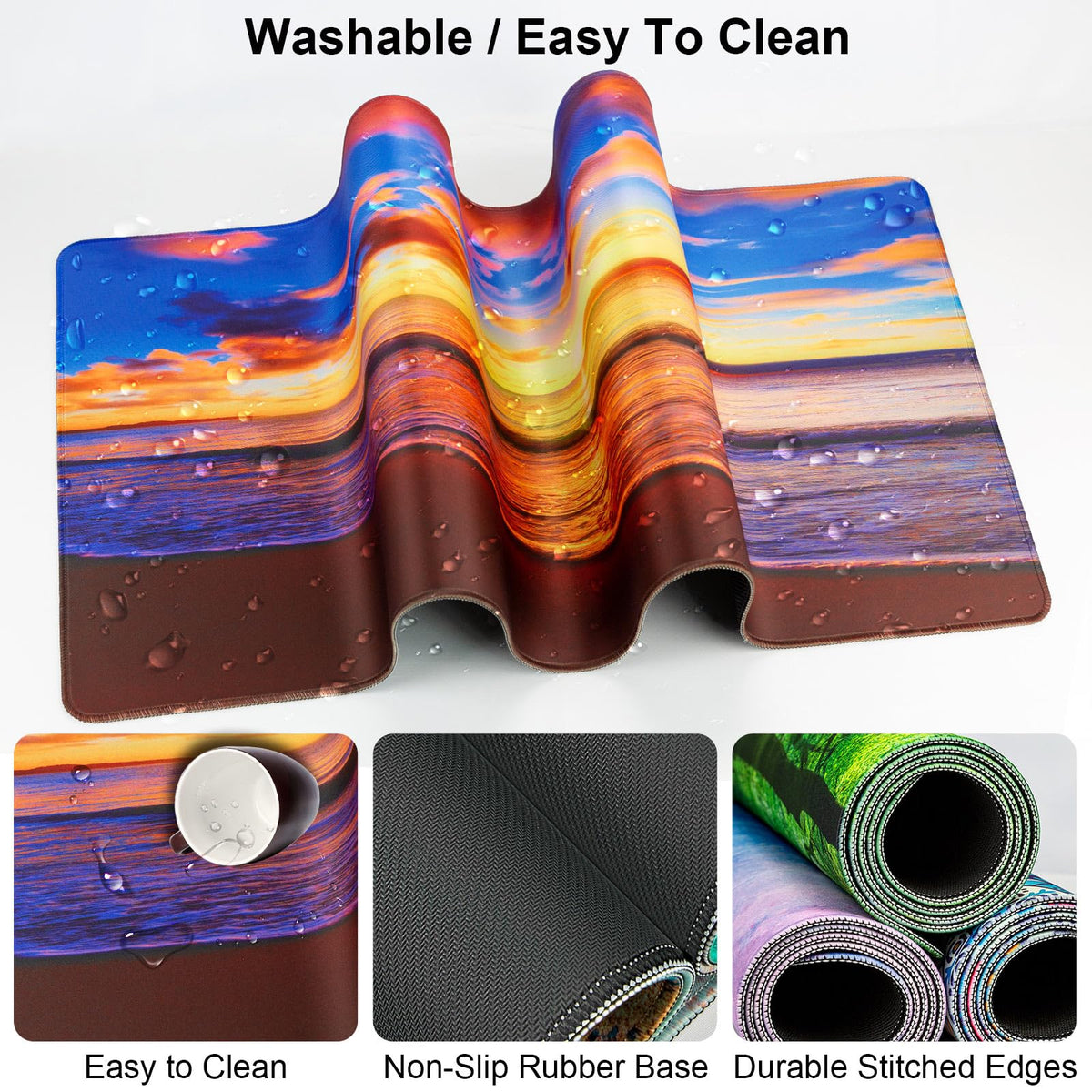 4 in 1 Mouse Pad and Keyboard Wrist Rest (A2-sunset Beach)