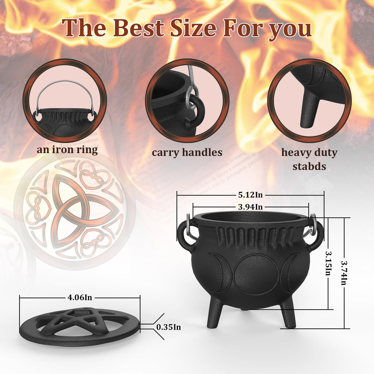 Cast Iron Cauldron with Lid & Handle (Cast Iron Cauldron-1)