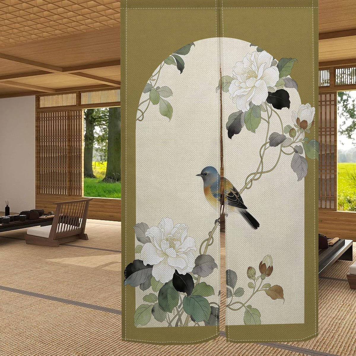 Japanese Noren Doorway Curtain (Green)