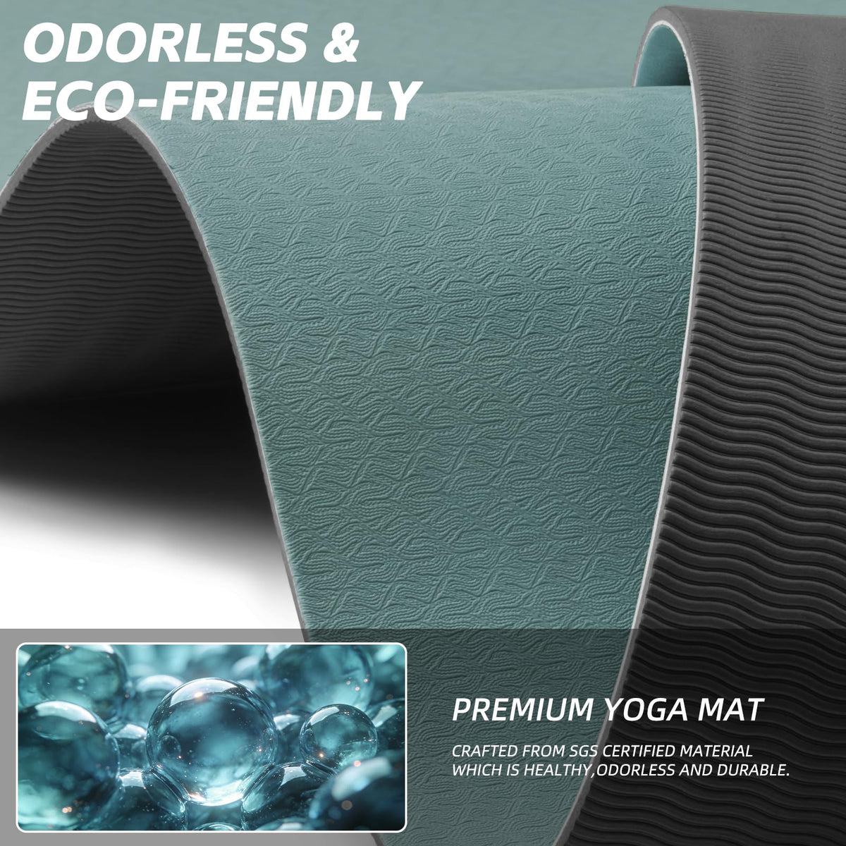 Extra Long Wide Yoga Mat (Dark green + Black)