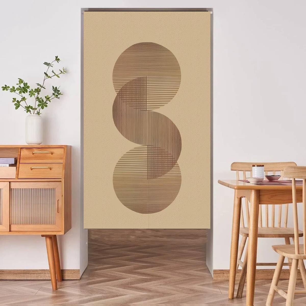 Japanese Noren Curtain Doorway Curtains 67in Long Size Traditional Room Divider for Kitchen Bedroom Pet Friendly Privacy Home Decor Three Zen (Three Zen-enso Circles / 33.5"W x 67"L (Pack of 1))