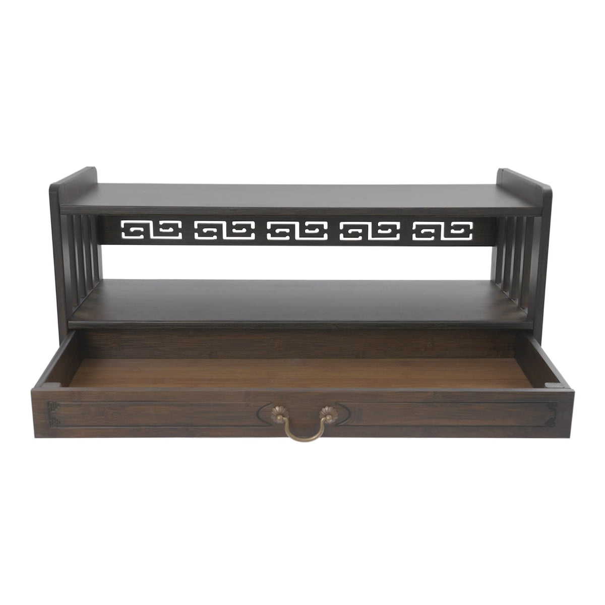 Storage Tables Altar Table with Drawer Meditation Table Bamboo Puja Tables Chinese Style Desk for Meditation (27.2*9.8*11in / Walnut Color)