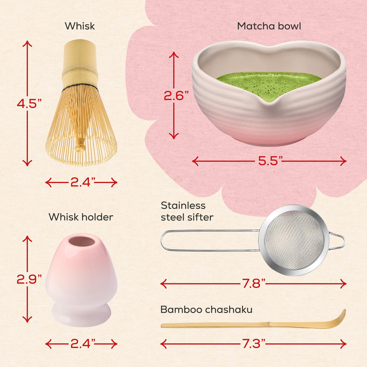 Rehny’s Matcha Whisk Set (Pink)