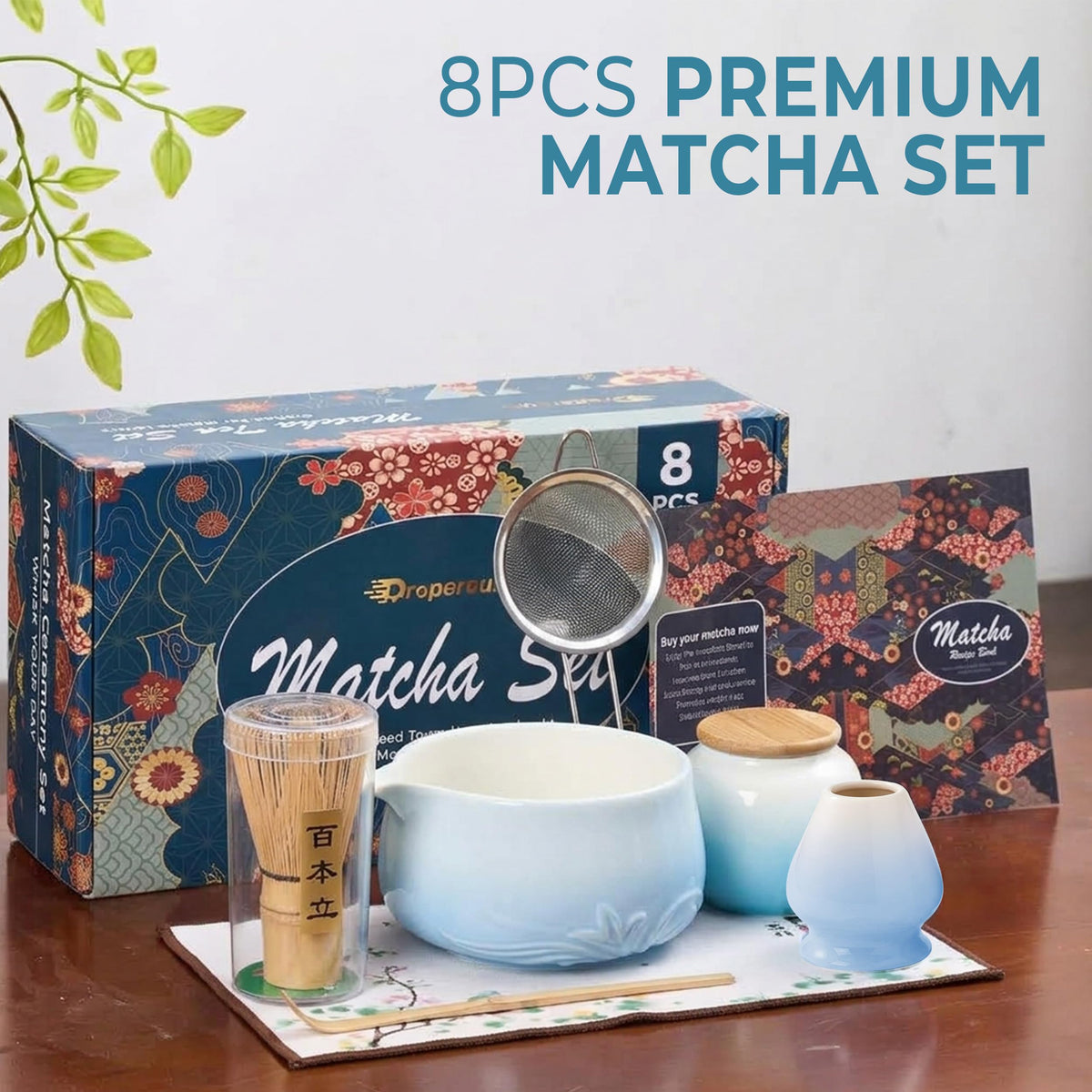 18 OZ Matcha Whisk Set (Blue)