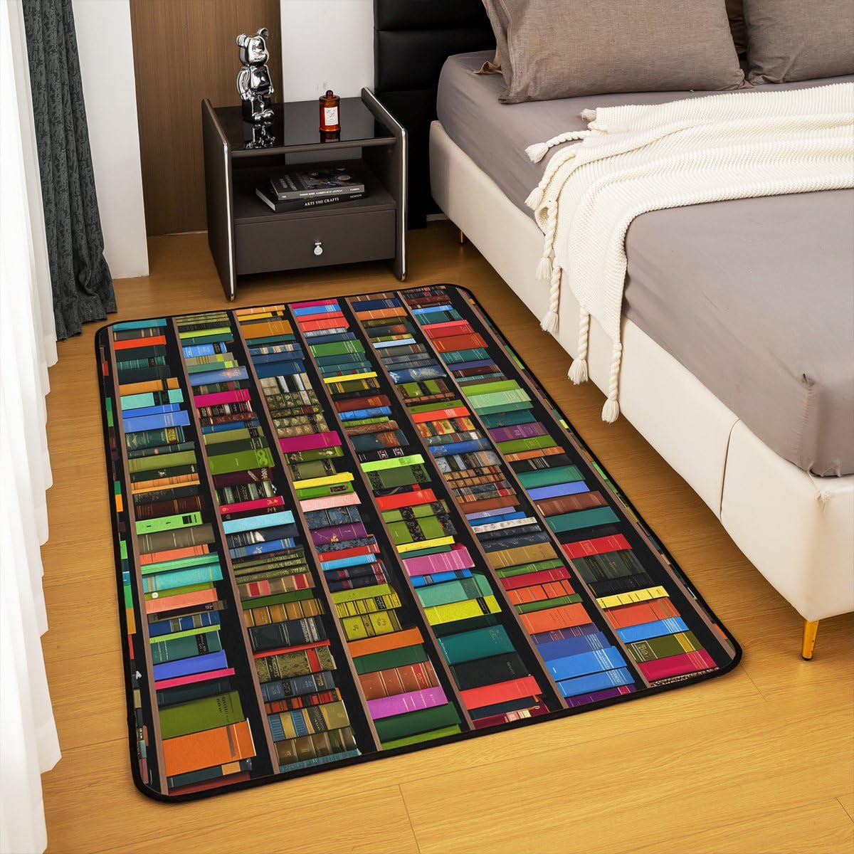 Books Large Area Rug 5x7 Rainbow Bookshelf Living Room Rug (Multi Color / 4'11" x 6'6" (Rectangular))