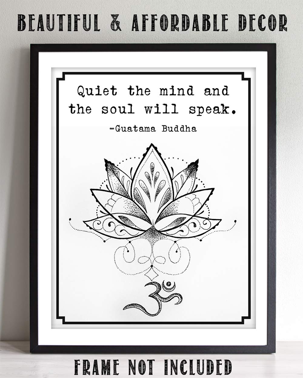 Buddha Inspirational Spiritual Quotes Wall Art Decor (Soul will speak | Lotus)