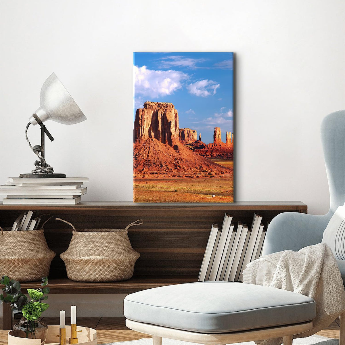 Desert Wall Art Monument Valley Wall Decor USA Arizona Pictures American Utah National Park Canvas Prints Painting Nature Landscape Poster Artwork for Bedroom Living Room Home Decoration 16x24" (24"L x 16"W / Monument Valley)