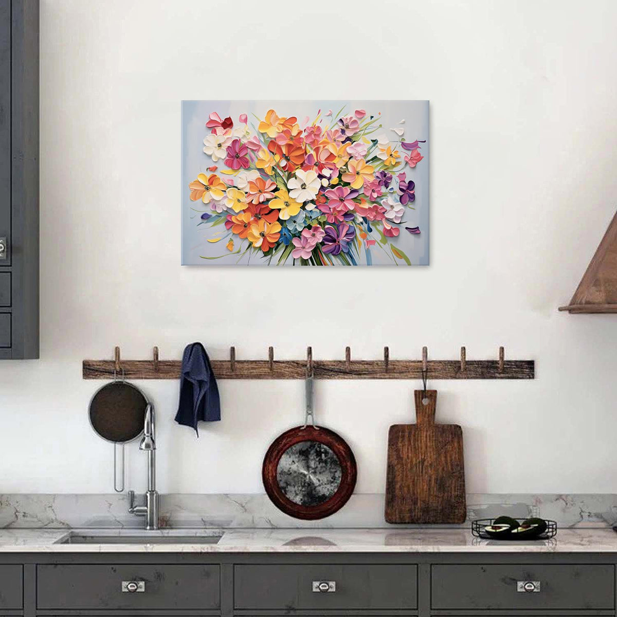 Abstract Floral Wall Art Bathroom Wall Decor Colorful Pink Orange Flower Prints Daisy Wildflower Painting Bedroom Watercolor Natural Botanical Poster Artwork for Living Room Home Decorations 16x24" (24"L x 16"W / Flower-1)
