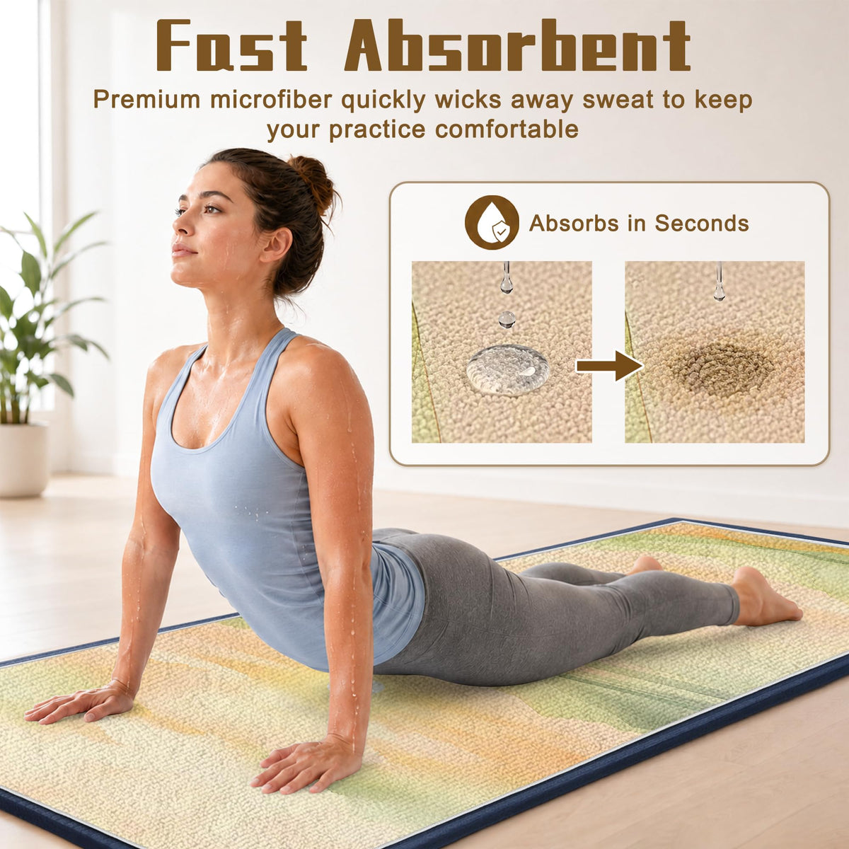 Yoga Mat Towel (Green Sunset / Casual)