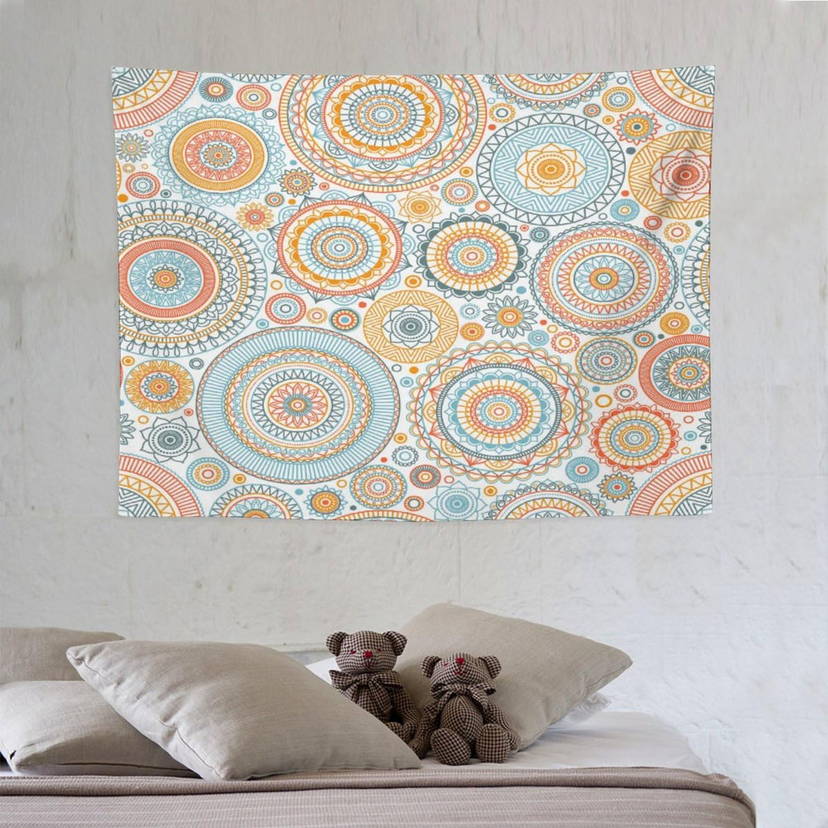 Boho Floral Tapestry Wall Hanging Abstract Mid Century Bohemian Tapestries Home Decor for Living Room Bedroom Apartment Farmhouse Dorm 30"x40" (30"L x 40"W / Mandala-29)