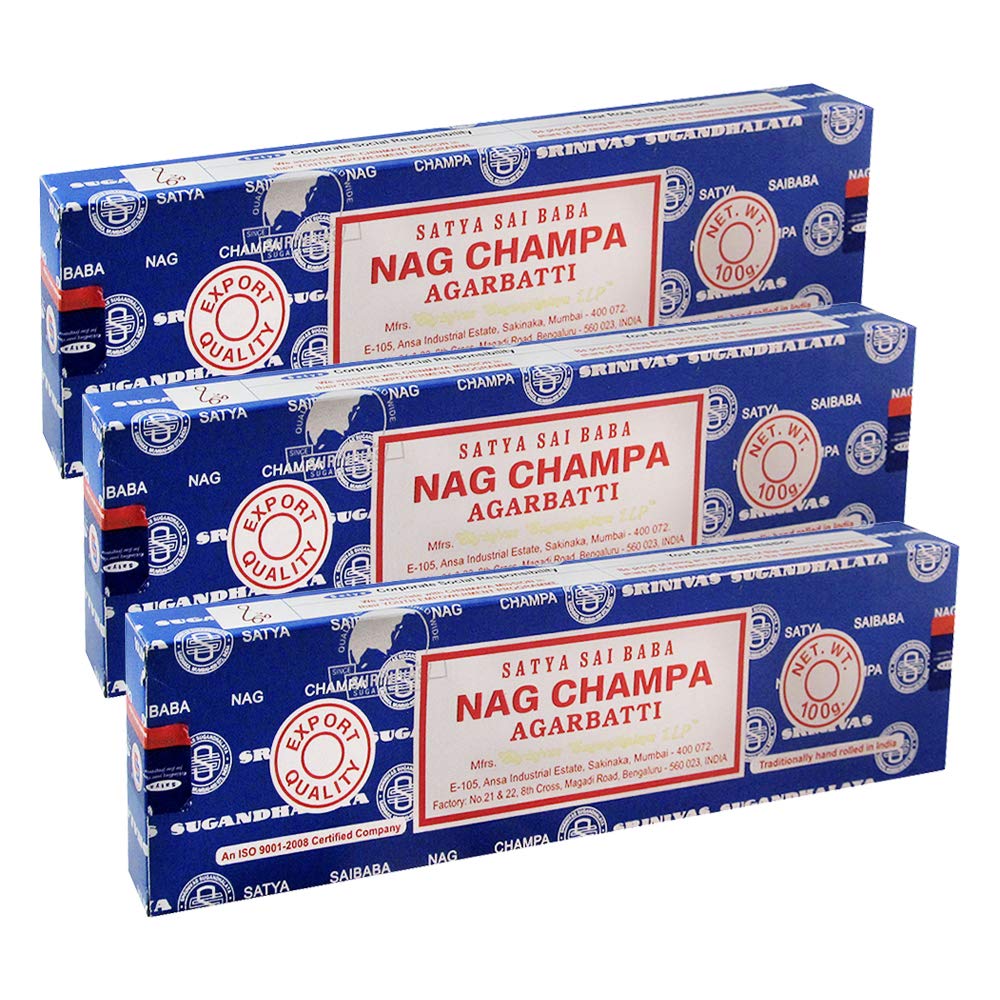 Incense Stick Holder Bundle with Satya Sai Baba Nagchampa 100g Incense Sticks (Nag Champa 100g - Pack of 3)