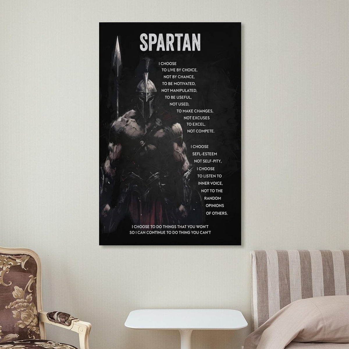 Spartan Quote Motivational Canvas Printing Wall Art Prints Wall Decor Posters Dark Warrior Philosophy Black Modern Living Room Bedroom Office Gym Aesthetic Decor 24x36inch (style-21 / 24x36inch(60x90cm) Unframe)