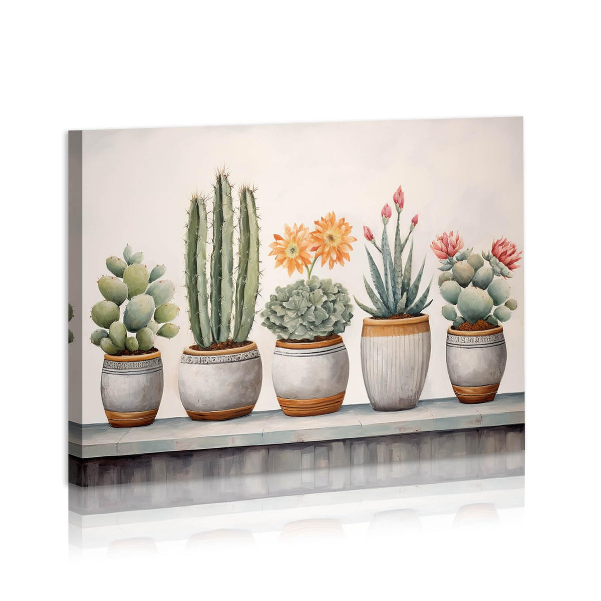 Cactus Canvas Prints Painting Farmhouse Decor Botanical Plant Wall Art Cactus Posters for Kids Room Living Room Baby Room Bedroom Bathroom Office Decor Framed Ready To Hang 12x16inches (16"L x 12"W / Cactus)