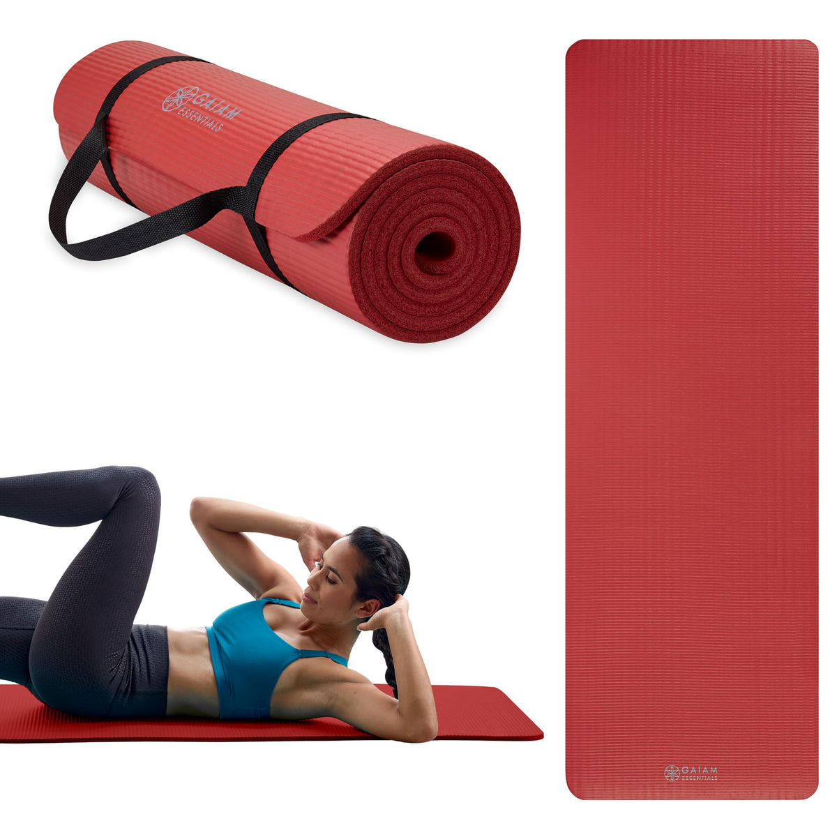Essentials Thick Yoga Mat with Easy (Red / 2/5" (10MM))