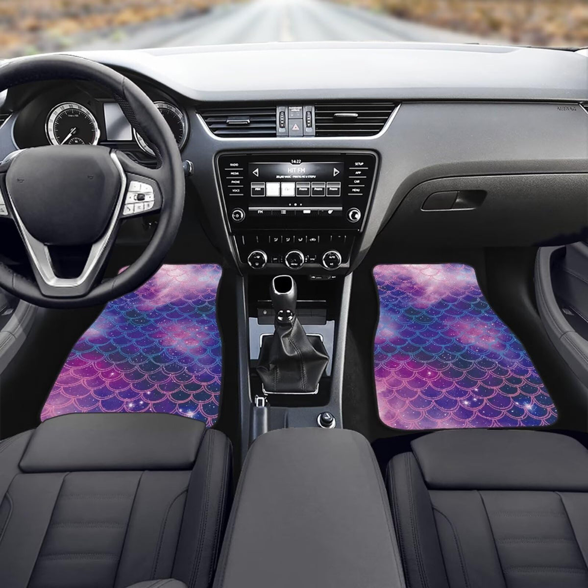 Mermaid Scales Cars Floor Mats Blue Automotive Floor Mats Universal 4 Piece Car Carpet Mat Set Non Slip Rubber Automotive Foot Mat Washable Mermaid Scales Car Accessories (Blue Mermaid Scales)