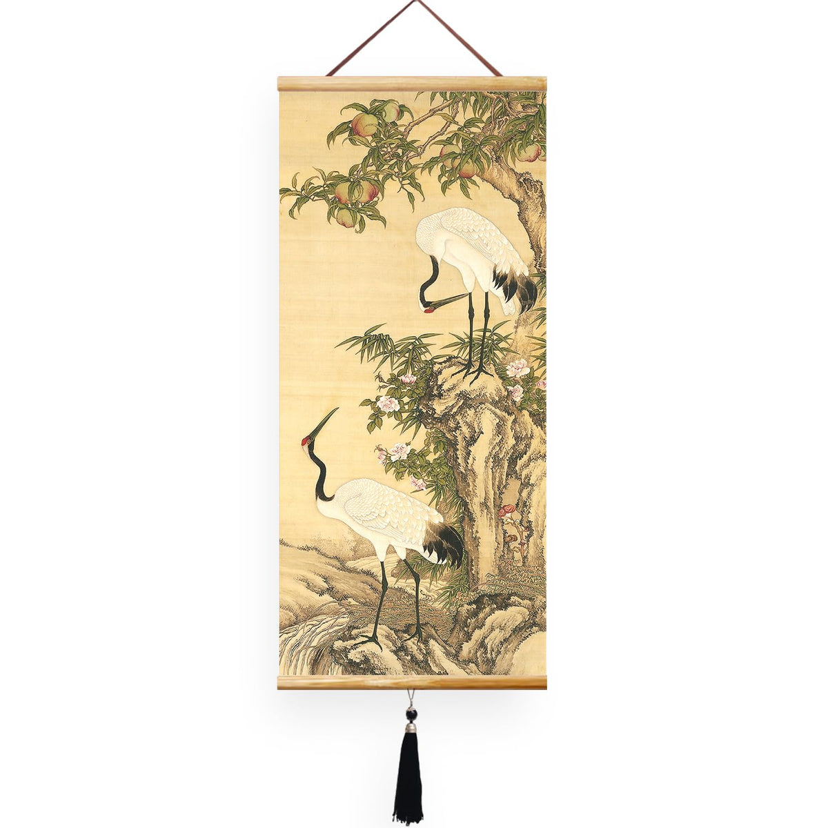 Canvas Painting Prints Wall Scroll Fengshui Art for Decor 32x14in (B)