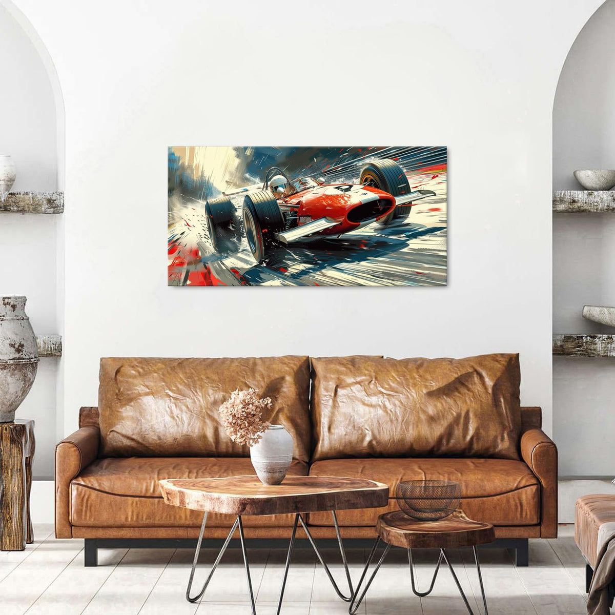 Large Abstract Car Posters F1 Wall Art Vintage Formula 1 Racing Canvas Prints for Boys Room Wall Decor Retro Racing Cars Painting Artwork for Living Room Bedroom Office Man Cave Home Decoration 20x40" (40"L x 20"W / Vintage F1)