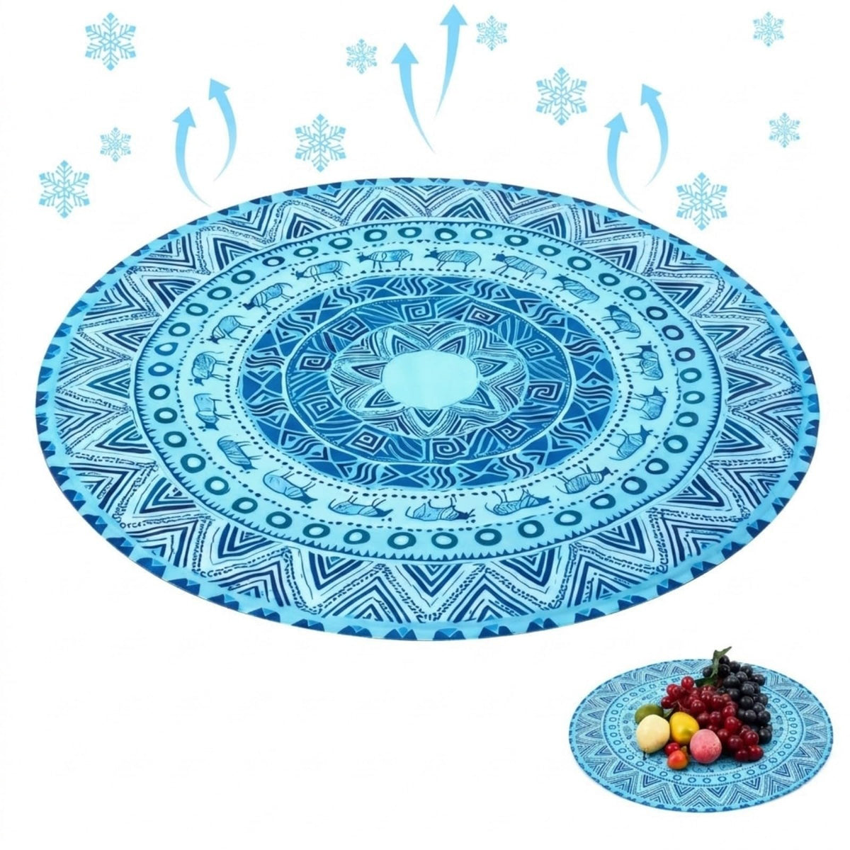 25.6x25.6 Inch Reusable Freezable Ice Mats for Buffet (Mandala / 25.6x25.6 Inch)