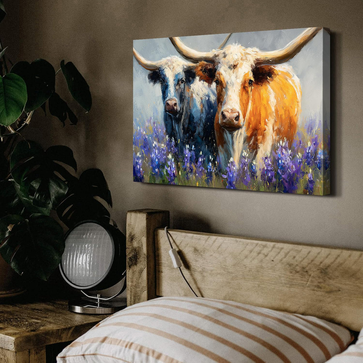 Highland Cow Canvas Wall Art for Living Room Bathroom (24"L x 16"W / HighlandCow2)