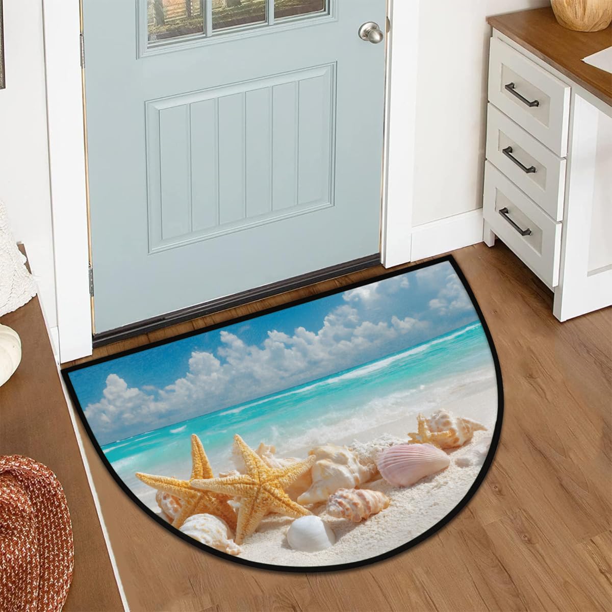 Front Door Mat Indoor Outdoor Entrance (A-01 Beach Ocean Starfish)