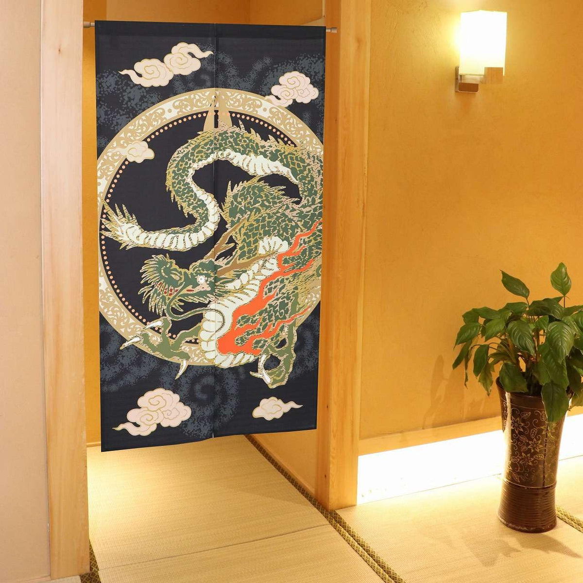 Noren Japanese Doorway Curtain Tapestry Decorations Room Divider Privacy Anime Curtains Japanese Style Doorway Curtain Panel Traditional Chinese (Black Flying Dragon / 33.5"W x 67"L (Pack of 1))