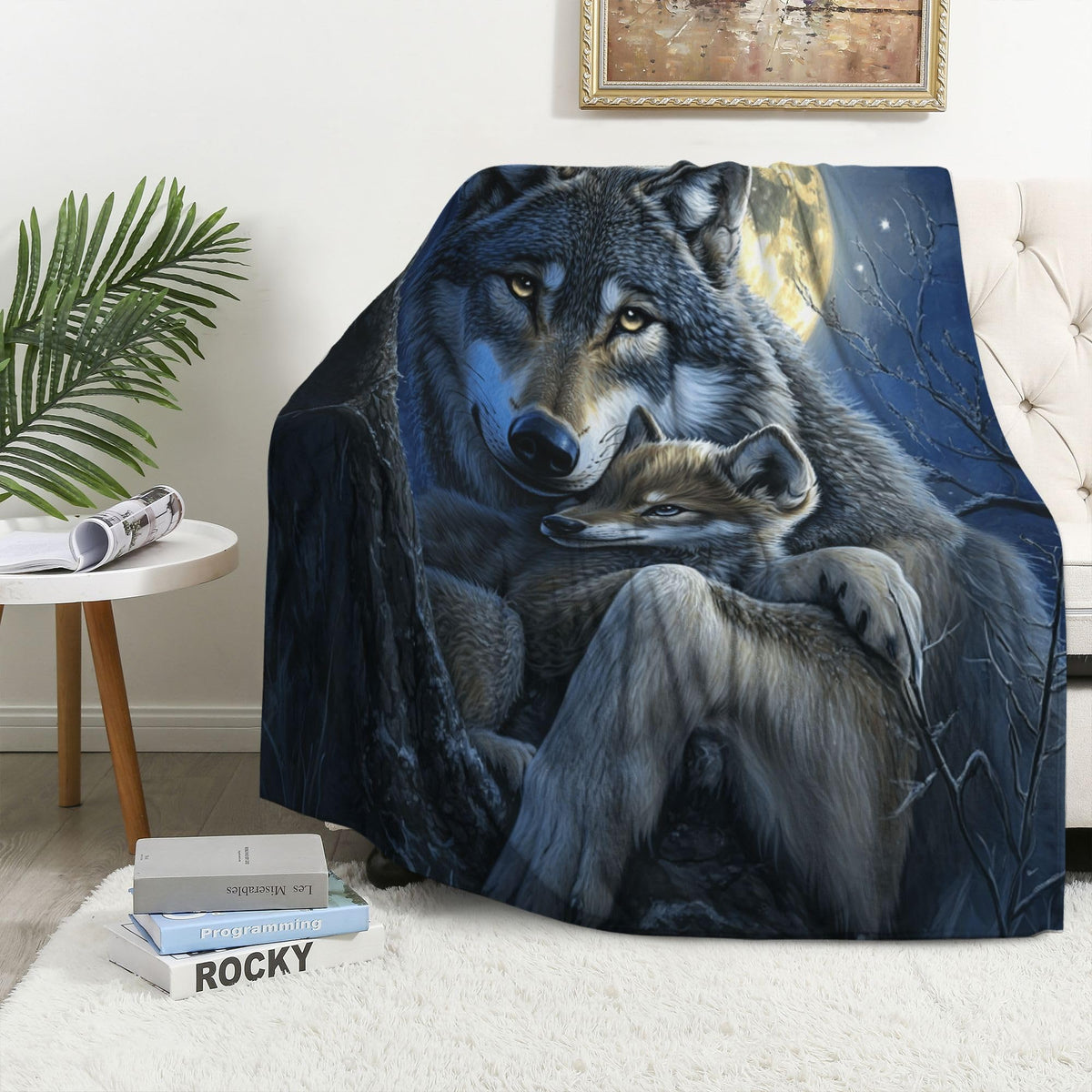 Wolf Fleece Throw Blanket Wildlife Wolves Gift Room Decor 40"x50" (Two Wolves / 40"X50")