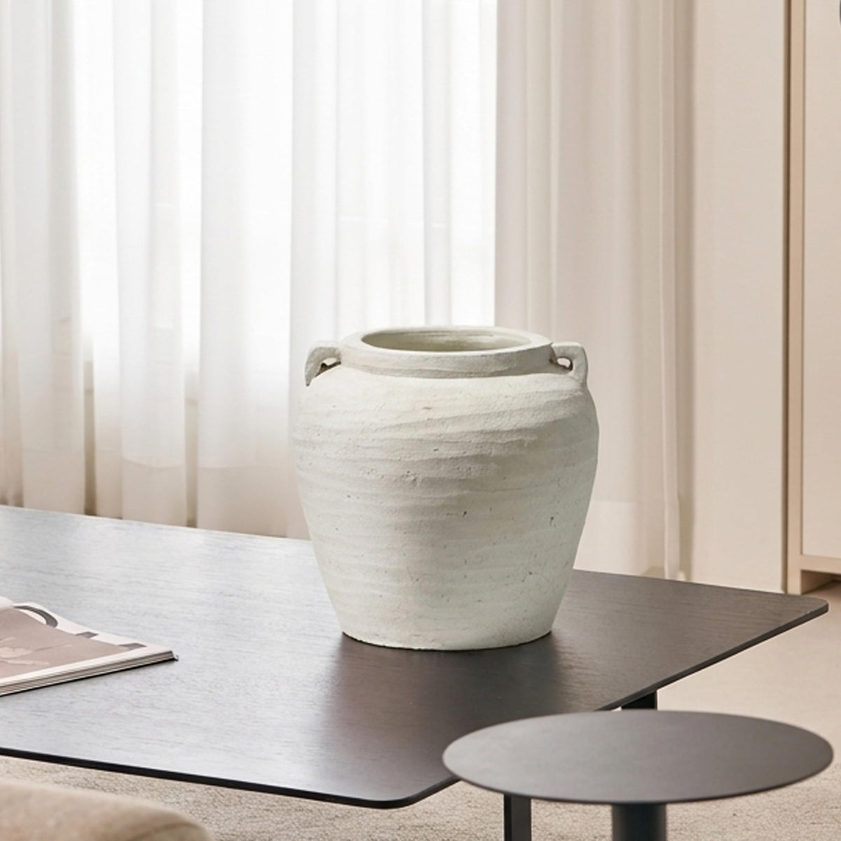 White Ceramic Large Vase (E - White 11.2")