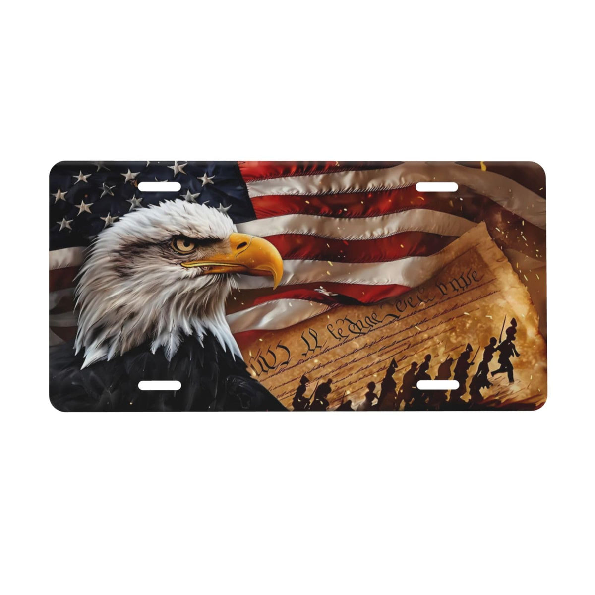 Bald Eagle American Flag We The People Front License Plate Aluminum Decorative License Plates Metal Car Plate 6"X12" Novelty Vanity Tag Cover with 4 Holes Car Decor Accessory (Pink / 6 X 12 Inch)
