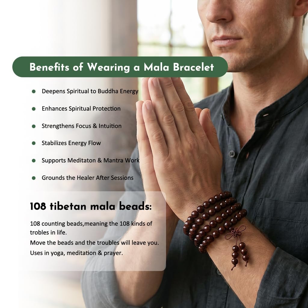 8mm Blood Sandalwood 108 Tibetan Buddhist Prayer Beads Mala Bracelet