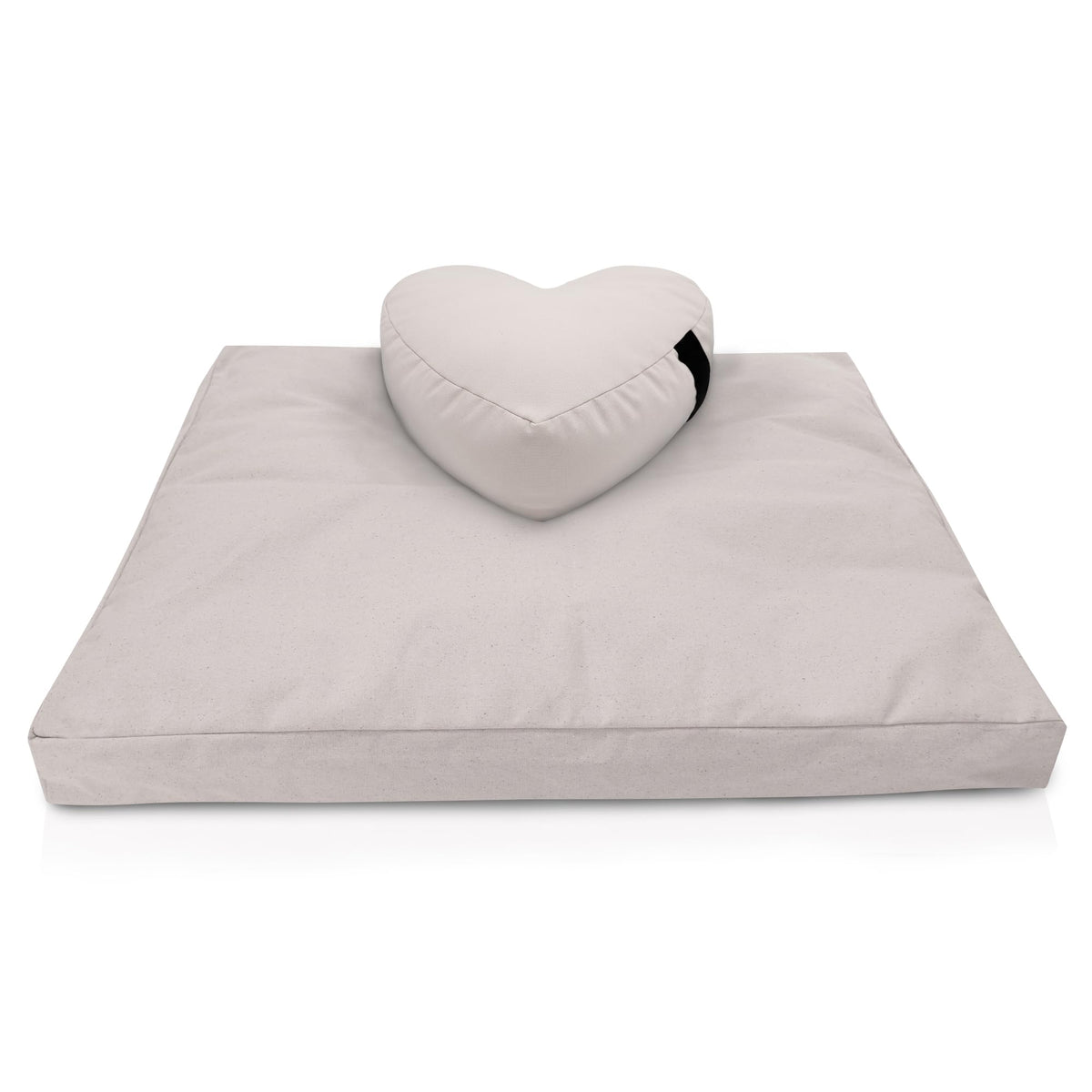 Heart Zafu & Zabuton Yoga Meditation Cushion Set (Heart Shaped Combo / Natural - 10oz Cotton Canvas)