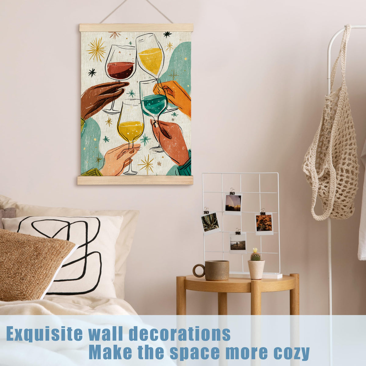 Retro Colorful Wine Bar Wall Art Decor (abstract cheers)