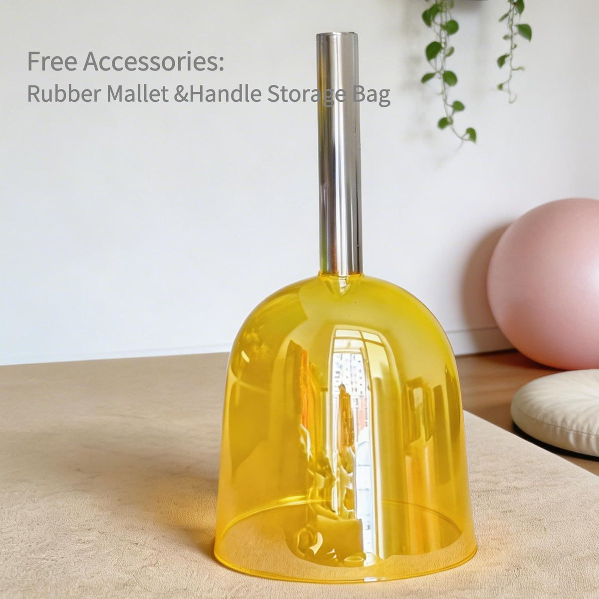 432Hz E Solar Plexus Chakra Opaque Yellow Handle Clear Sound Bowl 6"+Bag (6 inch Handheld Bowl / Opaque Yellow 432 Hz E Note)
