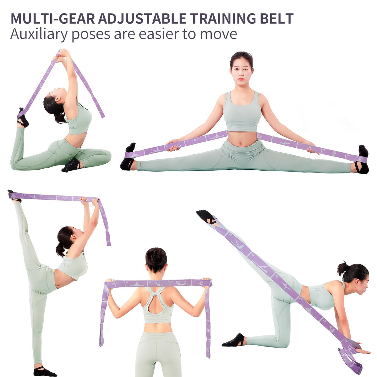 Yoga Blocks Set of 2 with 12 Loop Stretch Band and Carry Bag (Pink+Purple)
