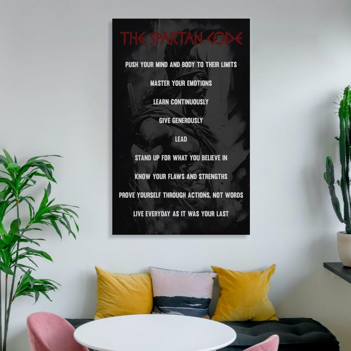 The Spartan Code Abstract Art Printed Canvas Printing Wall Art Prints Wall Decor Posters Dark Warrior Philosophy Motivational Black Red Living Room Bedroom Office Gym Decor 24x36inch (style-11 / 24x36inch(60x90cm) Unframe)