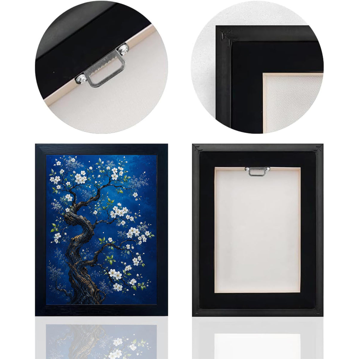 White Blue Blossom Tree Decor Wall Art (Wall Art Framed 56 / 10"L x 8"W)