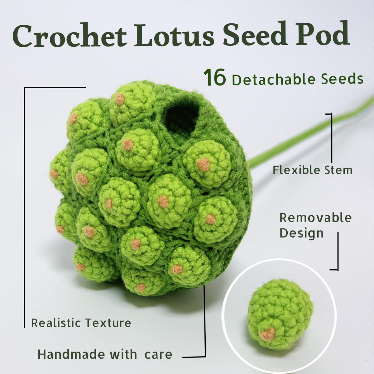 Crocheted Lotus Flowers Plant (Lotus Seed Pod-green)