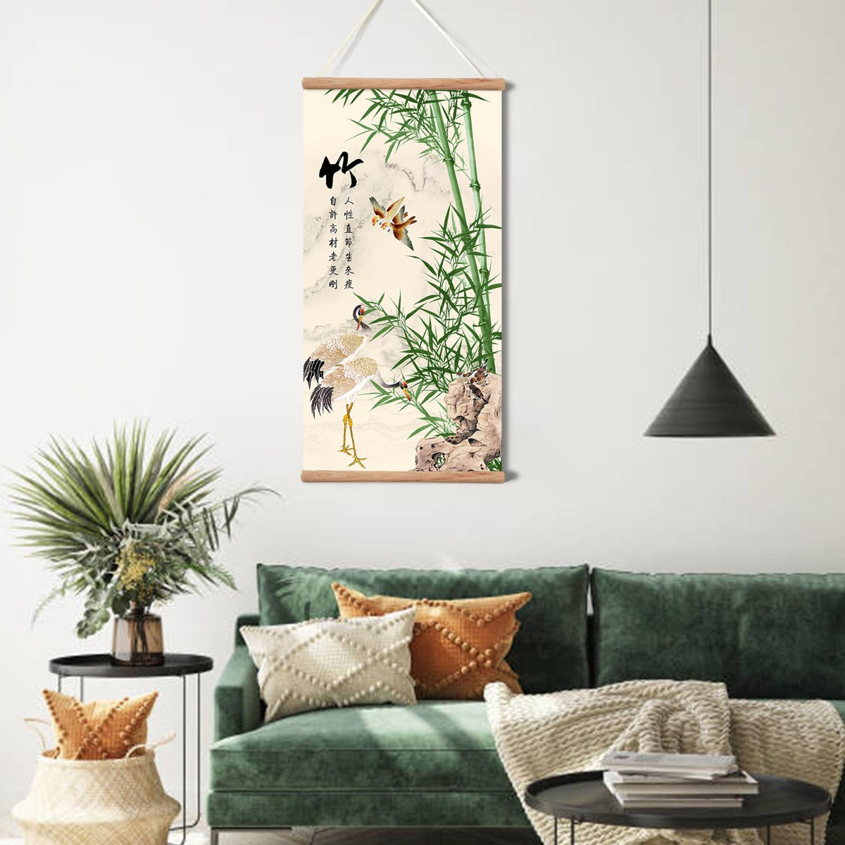 Plum Bossom Chrysanthemum Bamboo Orchid Painting (32"L x 16"W / Bamboo)