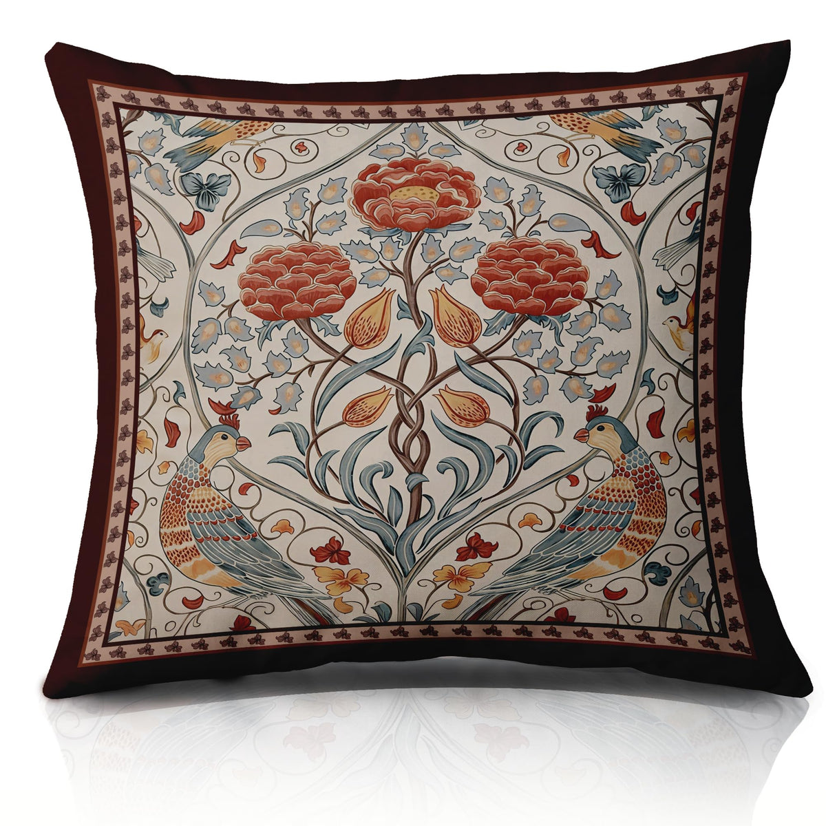 William Morris Style Pillow Cover 18x18 (White-classical-03)