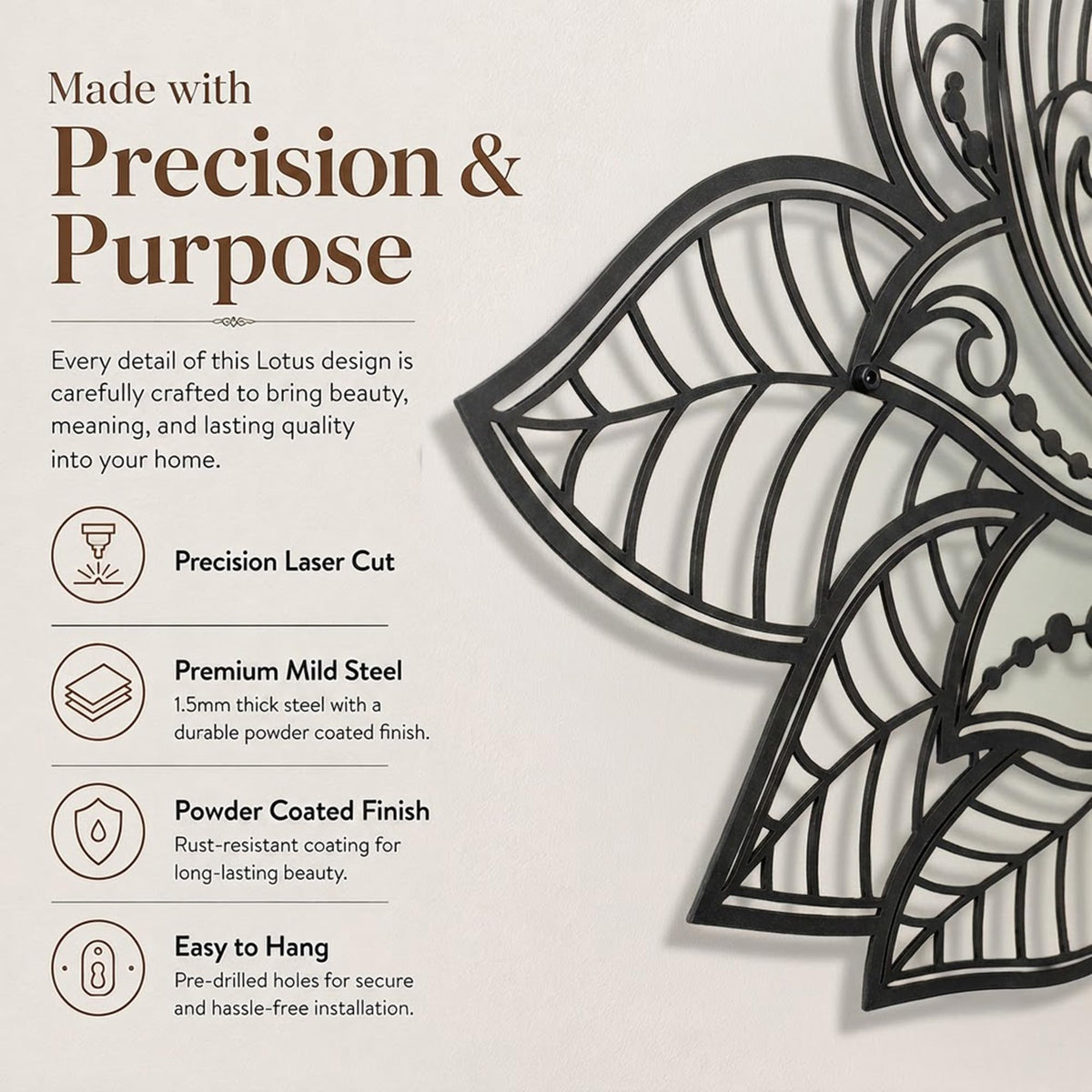 Mandala Metal Wall Decor (26.3" x 17" / Black)