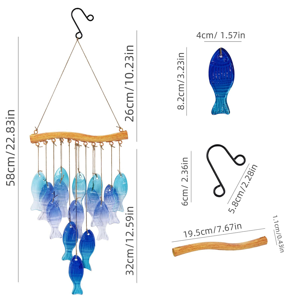 Wind Chimes Blue Glass Sea