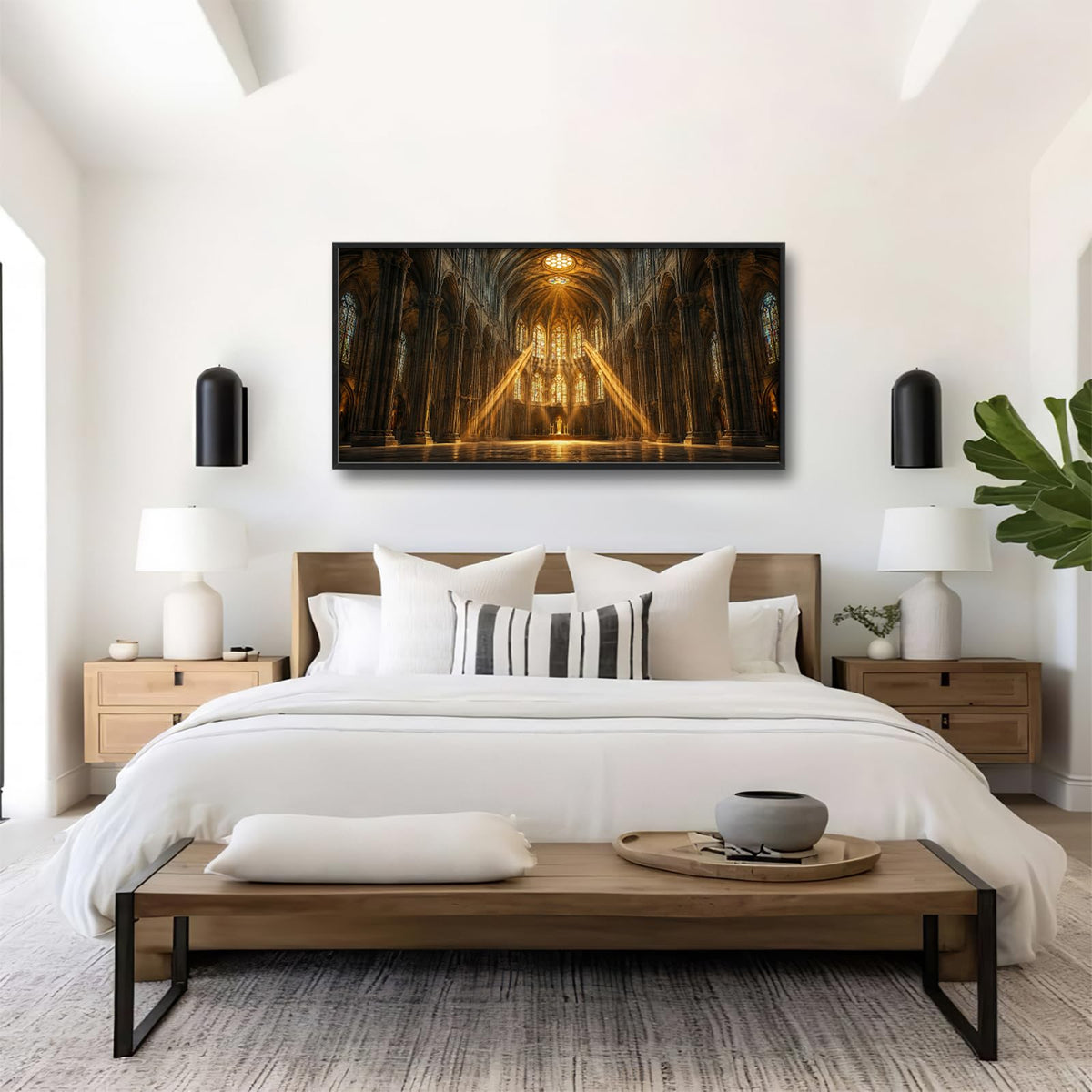 Cathedral Church Large Wall Art Religious Canvas Framed Wall Decor Pictures Painting Artwork for Living Room Bedroom Office 30"x60" (Gothic Cathedral / 60"L x 30"W)