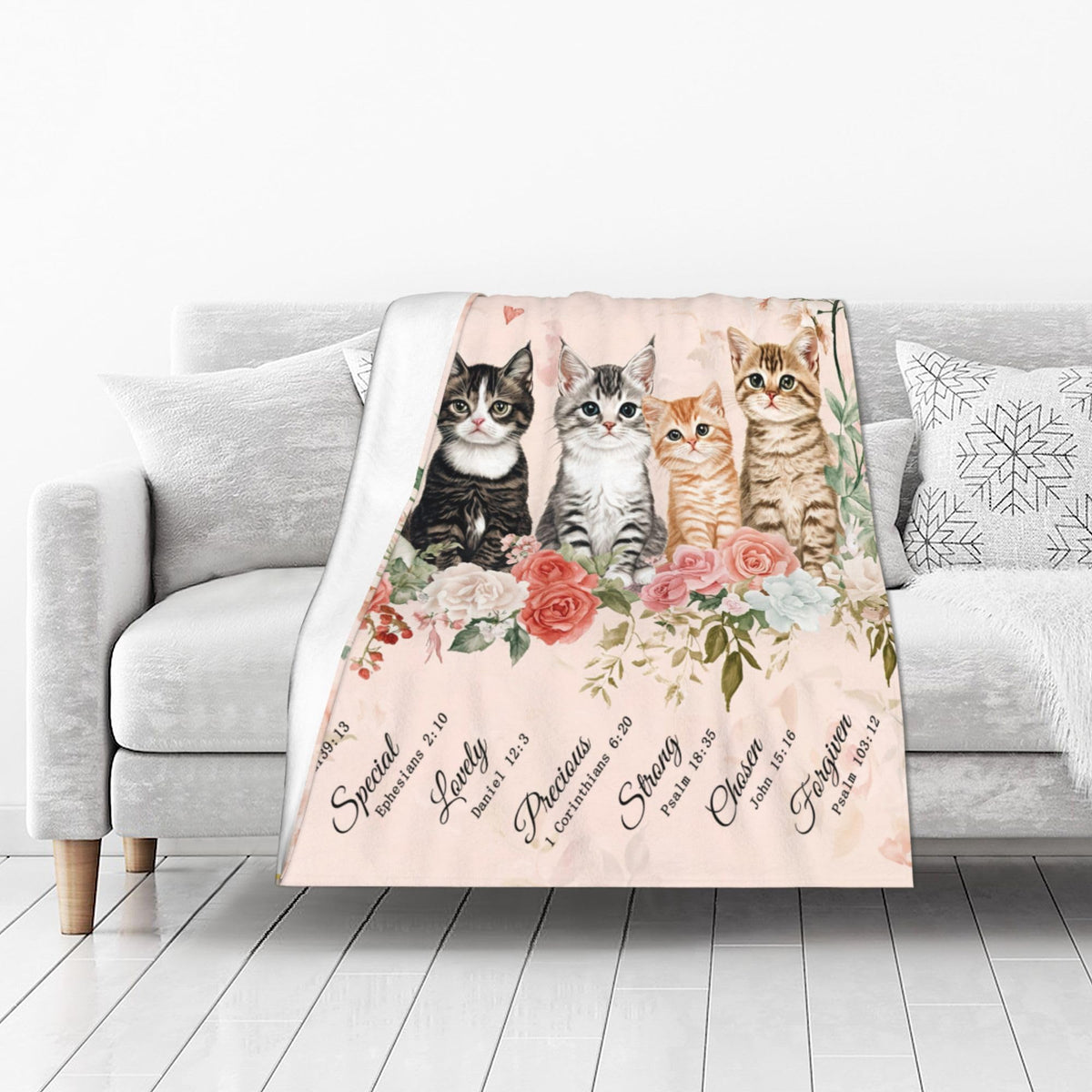 Cat Fleece Throw Blanket Christian Inspirational Gifts Room Decor 30"x40" (Five Cats / 30"X40")