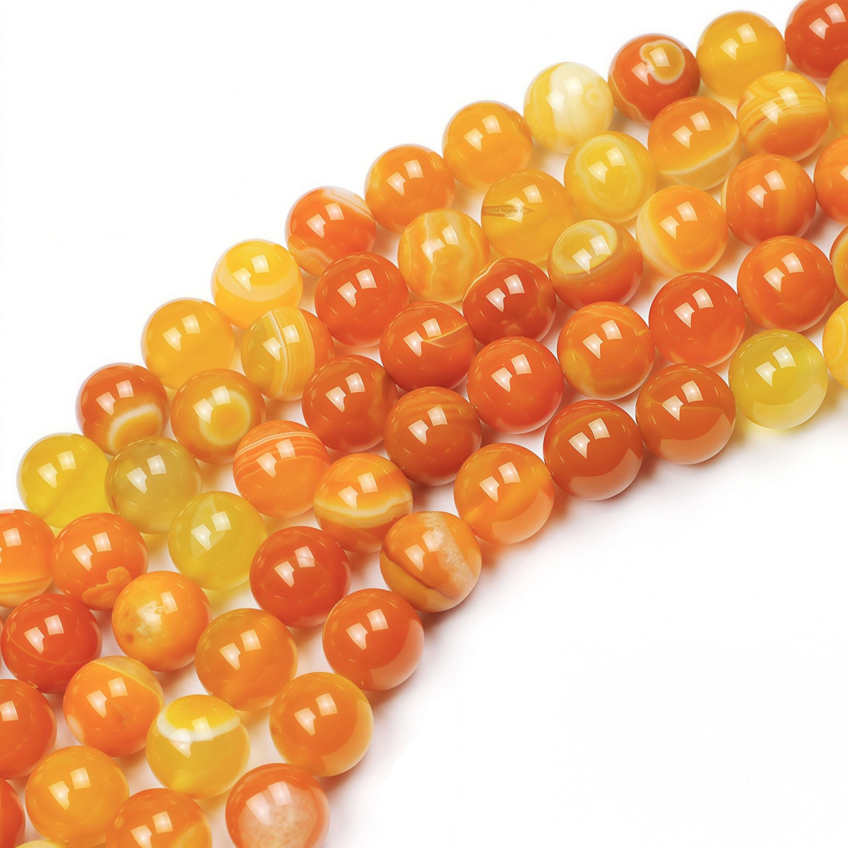 Natural Stone Beads Orange Stripe Agate Round Loose Beads for Jewelry Making DIY Bracelet Necklace (Orange Stripe Agate / 10mm)
