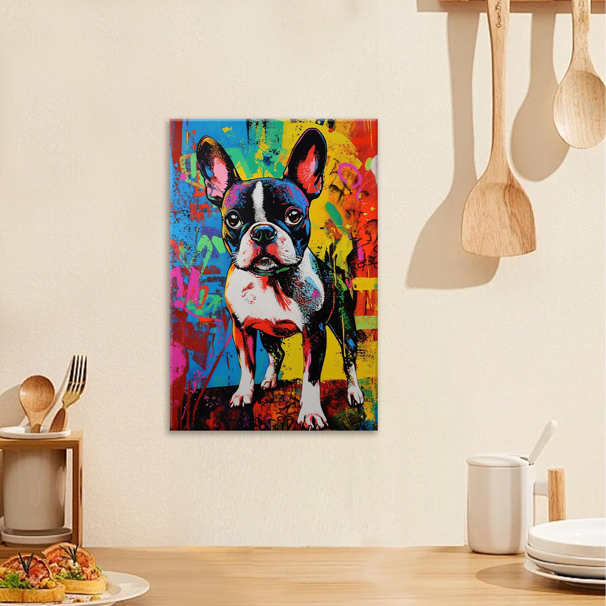 Banksy Wall Art (Boston Terrier / 16L" x 24W")