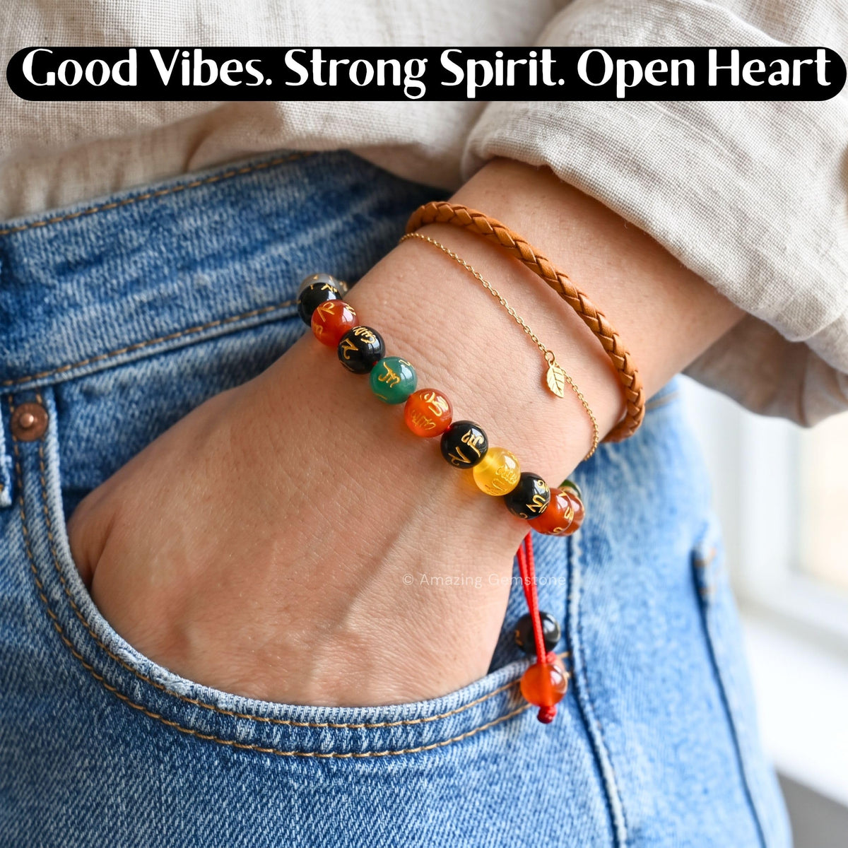 Om Mani Multi Gems Bracelet for Women Men's Gifts (Om Mani Multi Gems)