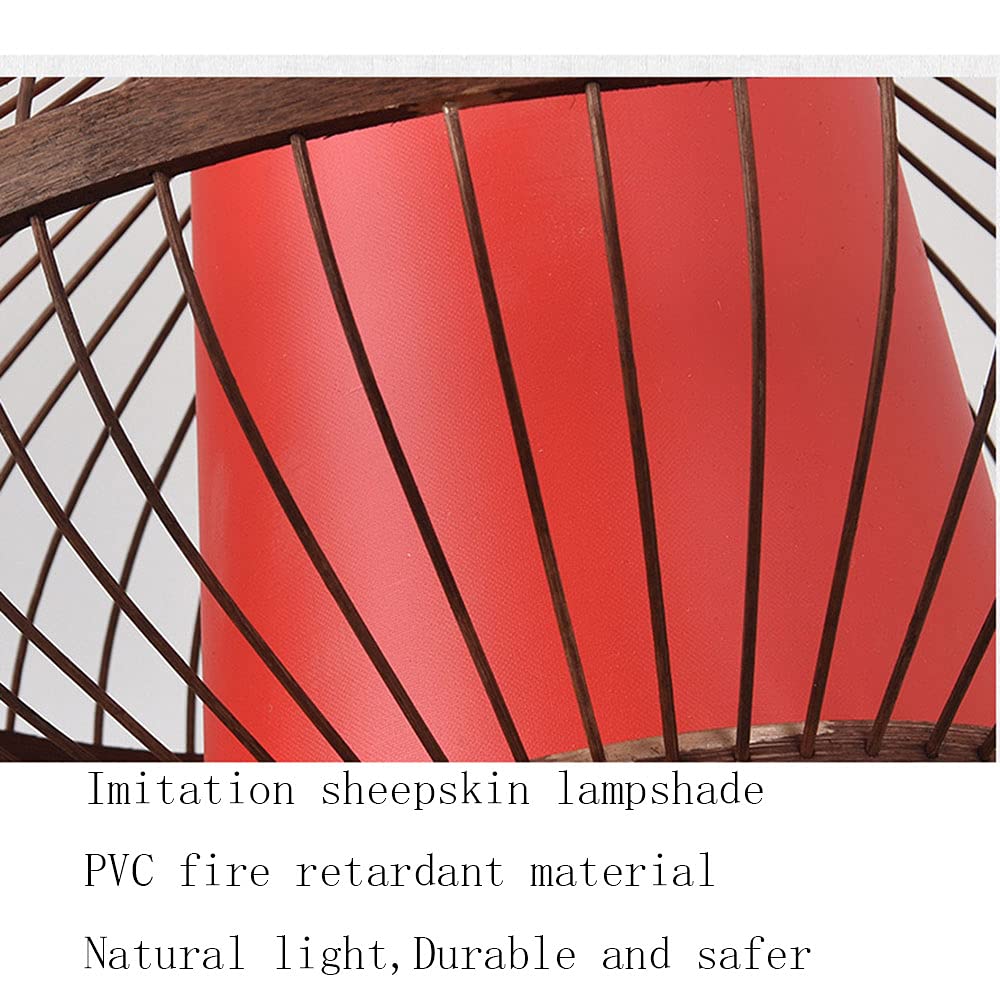 Red Tower Shape Chandelier Lamp Wooden Ceiling Pendant Light (50*45cm)
