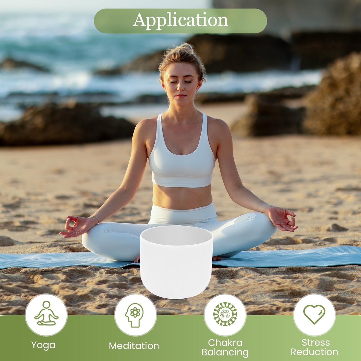 432HZ 8 Inchs D Note White Frosted Crystal Singing Bowl for Meditation Healing Yoga Chakra Quartz Crystal Sound Bowls with Heavy Duty Carry Case and Rubber Mallet (8 inch Sacral Chakra / D Note White)